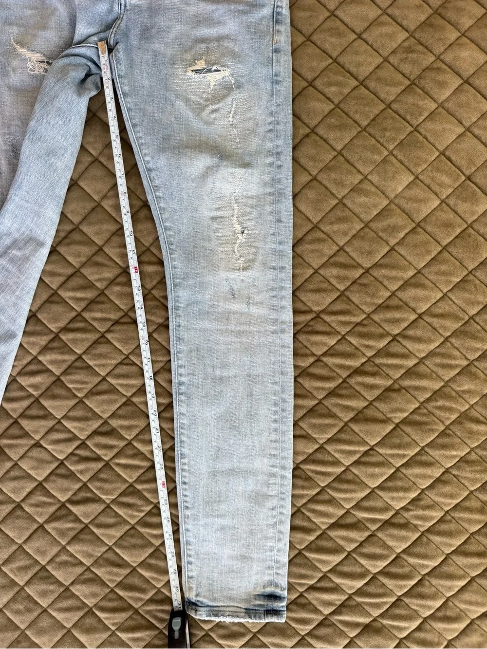 Purple Brand P001 Light Wash Distressed Skinny Stretch Jeans W30